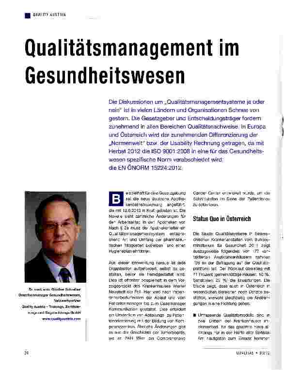 Vorschauseite 1: Qualitätsmanagement im Gesundheitswesen