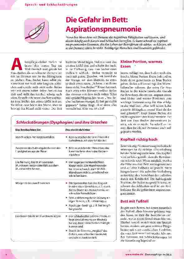 Vorschauseite 1: Die Gefahr im Bett: Aspirationspneumonie
