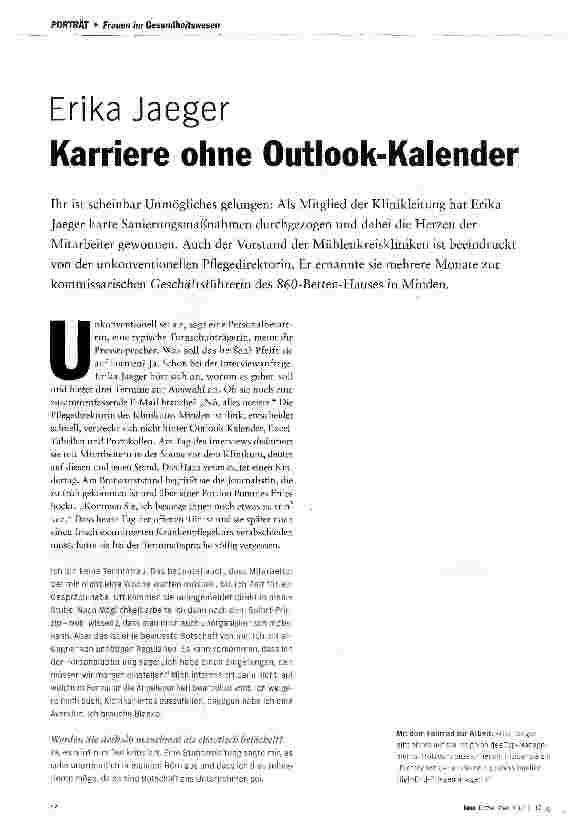 Vorschauseite 1: Erika Jaeger Karriere ohne Outlook-Kalender