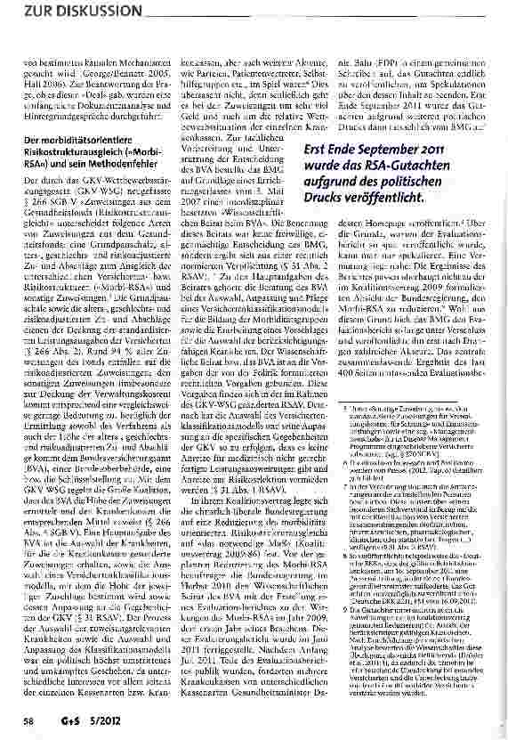 Vorschauseite 2: Cui bono? Anmerkungen zum morbiditätsorientierten Risikostrukturausgleich und zu einer Prämienausschüttung