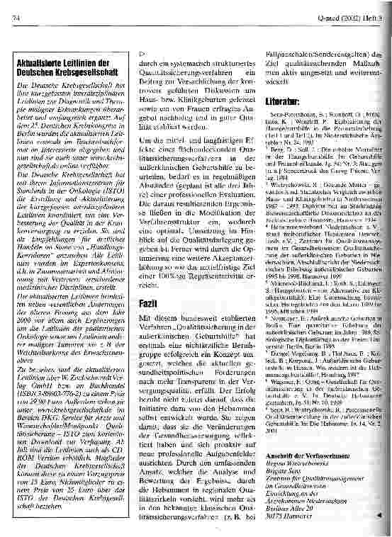 Vorschauseite 4: Professionelle Qualitätsentwicklung in der außerklinischen Geburtshilfe Bundesweite Erhebung von Haus-, Praxisund Geburtshausgeburten