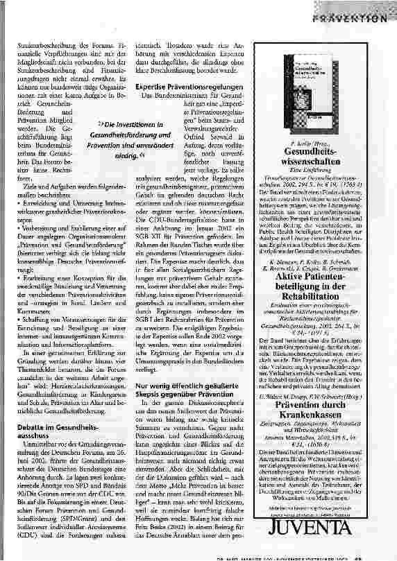 Vorschauseite 2: Präventiv diskutiert