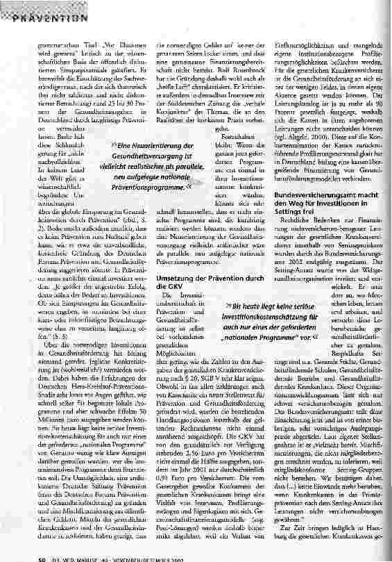 Vorschauseite 3: Präventiv diskutiert