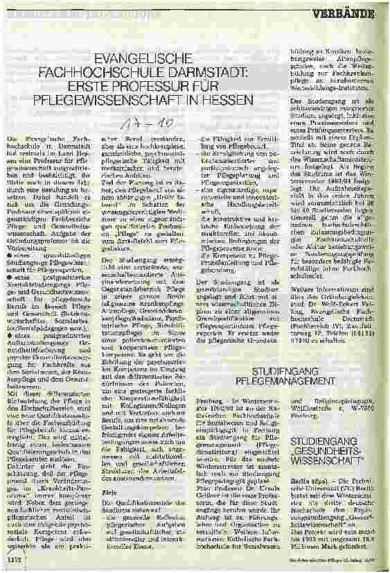 Vorschauseite 1: Evangelische Fachhochschule Darmstadt: Erste Professur für Pflegewissenschaften in Hessen