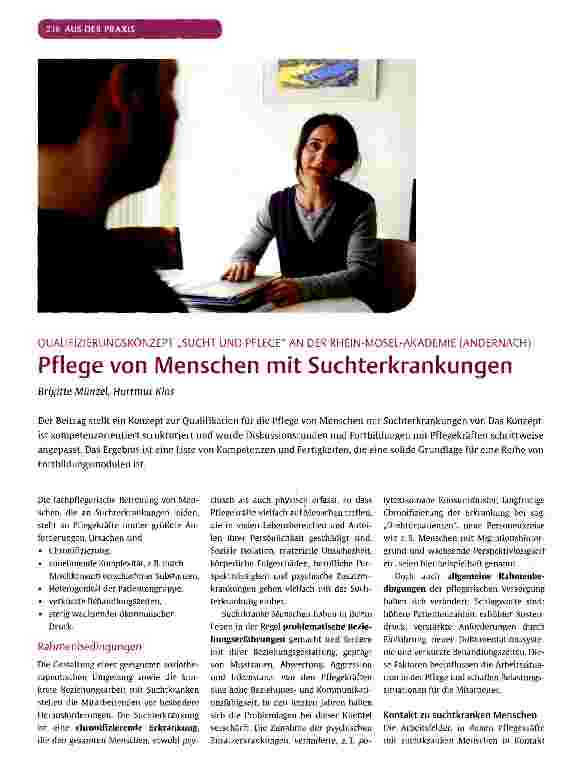 Vorschauseite 1: Pflege von Menschen mit Suchterkrankungen