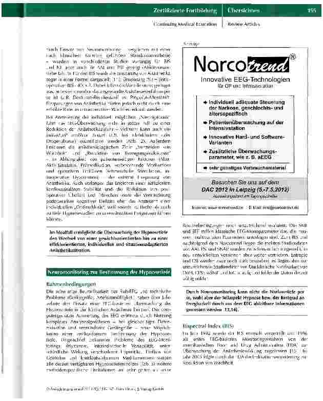 Vorschauseite 5: Neuromonitoring in der Anästhesiologie
