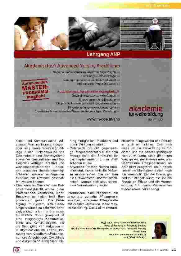 Vorschauseite 2: Zukunft der erweiterten, vertieften Pflegepraxis (ANP) - Zukunft der Pflege?