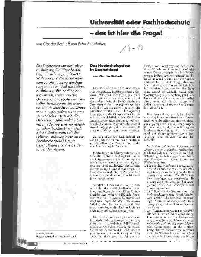 Vorschauseite 1: Universität oder Fachhochschule - das ist hier die Frage!