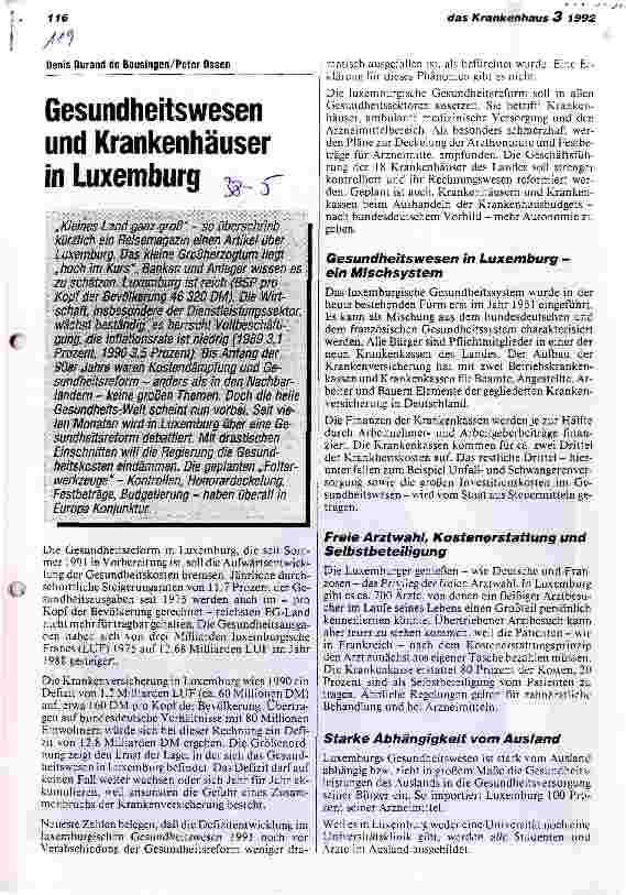 Vorschauseite 1: Gesundheitswesen und Krankenhäuser in Luxemburg