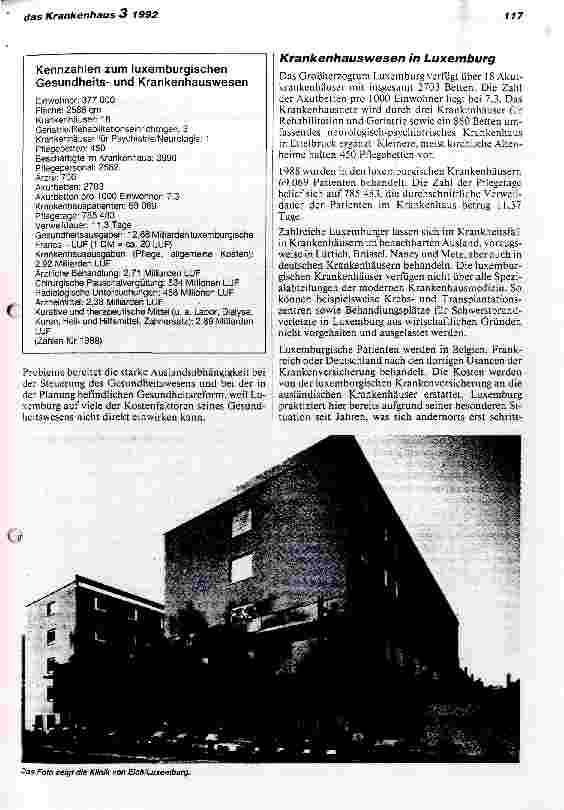 Vorschauseite 2: Gesundheitswesen und Krankenhäuser in Luxemburg