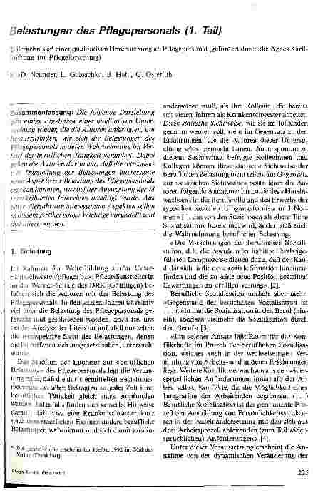 Vorschauseite 1: Belastungen des Pflegepersonals - 1. Teil