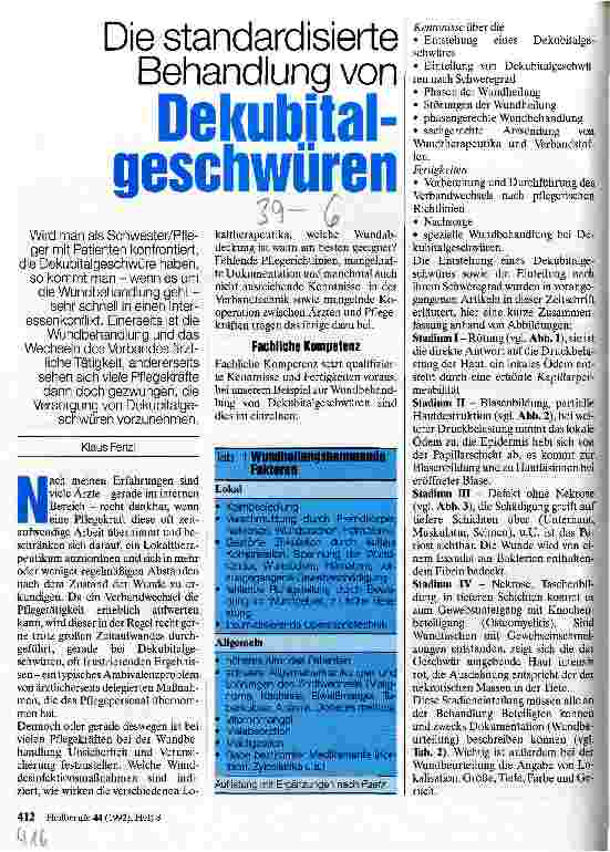 Vorschauseite 1: Die standardisierte Behandlung von Dekubitalgeschwüren