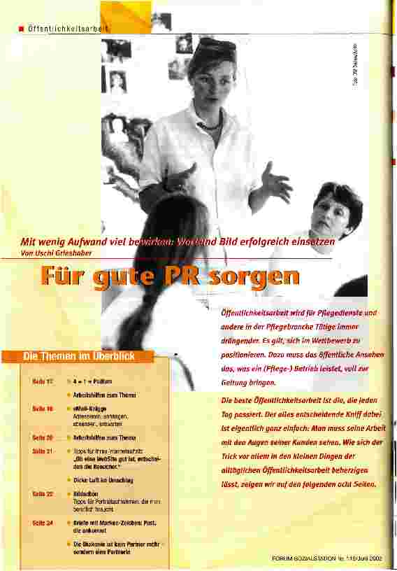 Vorschauseite 1: Für gute PR sorgen