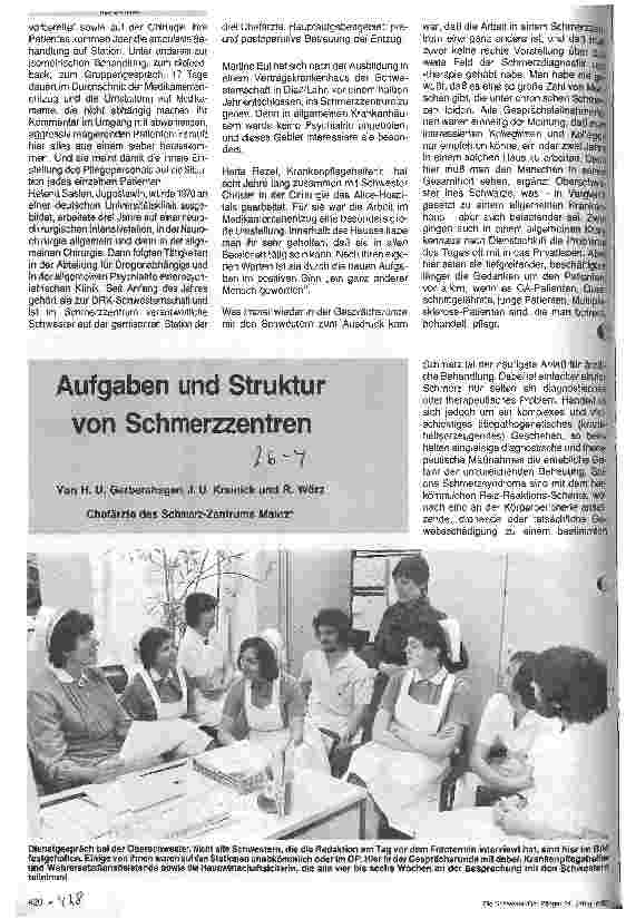 Vorschauseite 2: Die Einstellung des Pflegepersonals auf die Situation jedes einzelnen Schmerzpatienten muß aus einem selber kommen