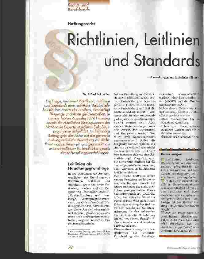Vorschauseite 1: Richtlinien, Leitlinien und Standards