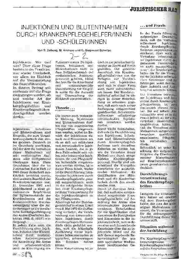 Vorschauseite 1: Injektionen und Blutentnahmen durch Krankenpflegehelfer/Innen und -schüler/Innen