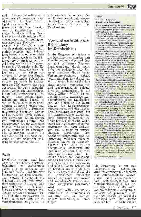 Vorschauseite 4: Strategie 1993 - Hinweise und Überlegungen zur Umsetzung einer novellierten Krankenhausfinanzierung - 2. Teil