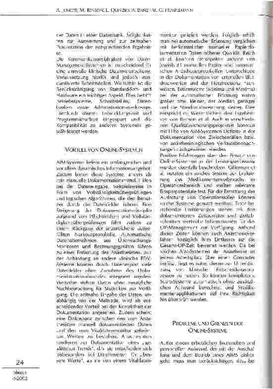Vorschauseite 2: Anästhesie-Informations-Management-Systeme - In Zukunft unverzichtbar für ein effektives Anästhesieund OP-Management?