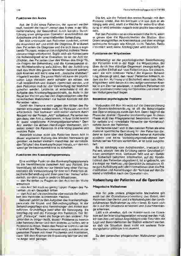 Vorschauseite 4: Psychologische Vorbereitung der Patienten vor einer Operation und ihre Betreuung danach