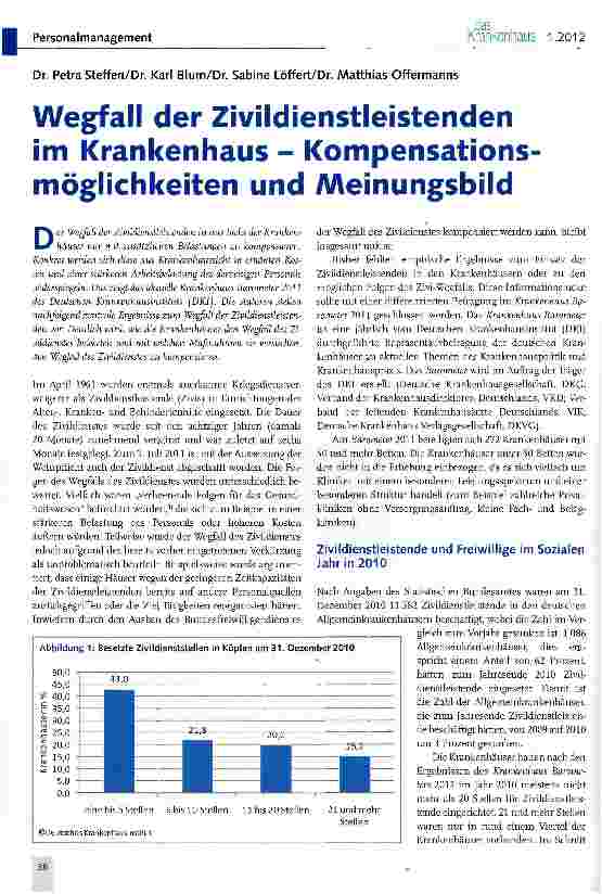 Vorschauseite 1: Wegfall der Zivildienstleistenden im Krankenhaus - Kompensations möglichkeiten und Meinungsbild