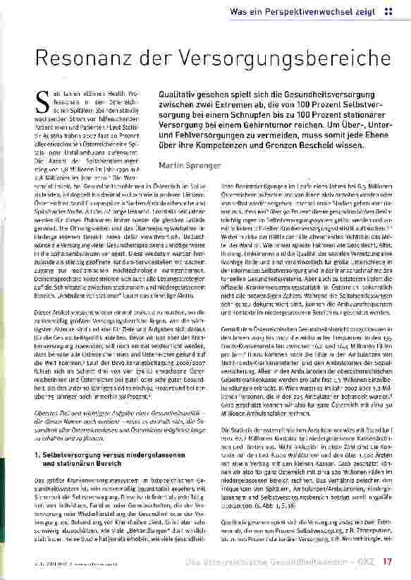 Vorschauseite 1: Resonanz der Versorgungsbereiche