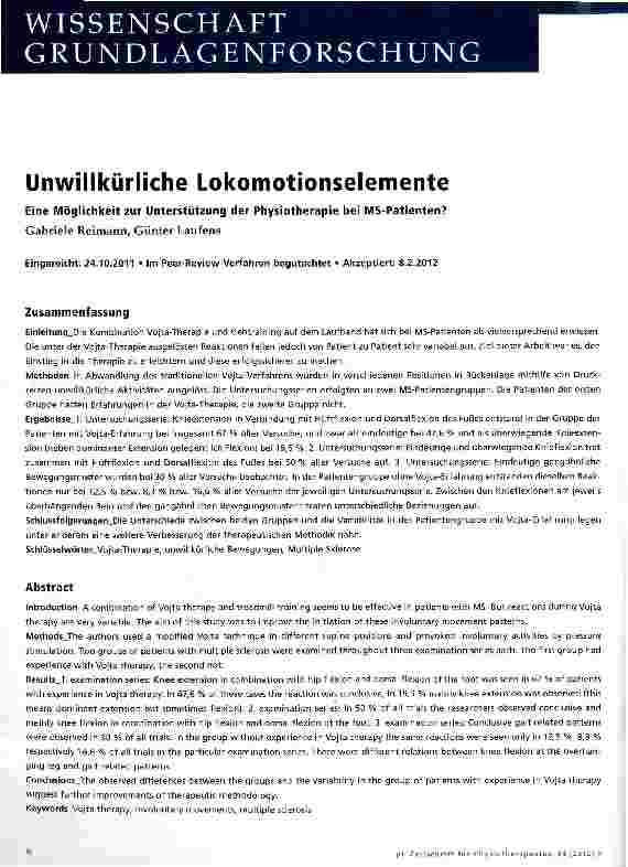 Vorschauseite 1: Unwillkürliche Lokomotionselemente