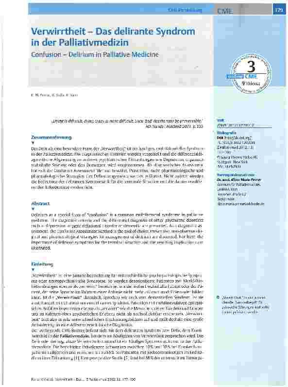 Vorschauseite 2: Verwirrtheit - Das delirante Syndrom in der Palliativmedizin