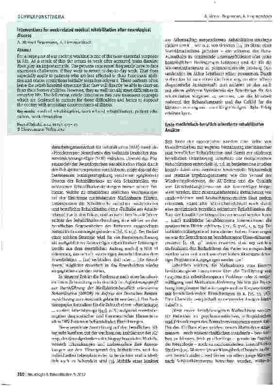 Vorschauseite 2: Interventionen zur beruflichen Orientierung in der medizinischen Rehabilitation nach neurologischen Erkrankungen