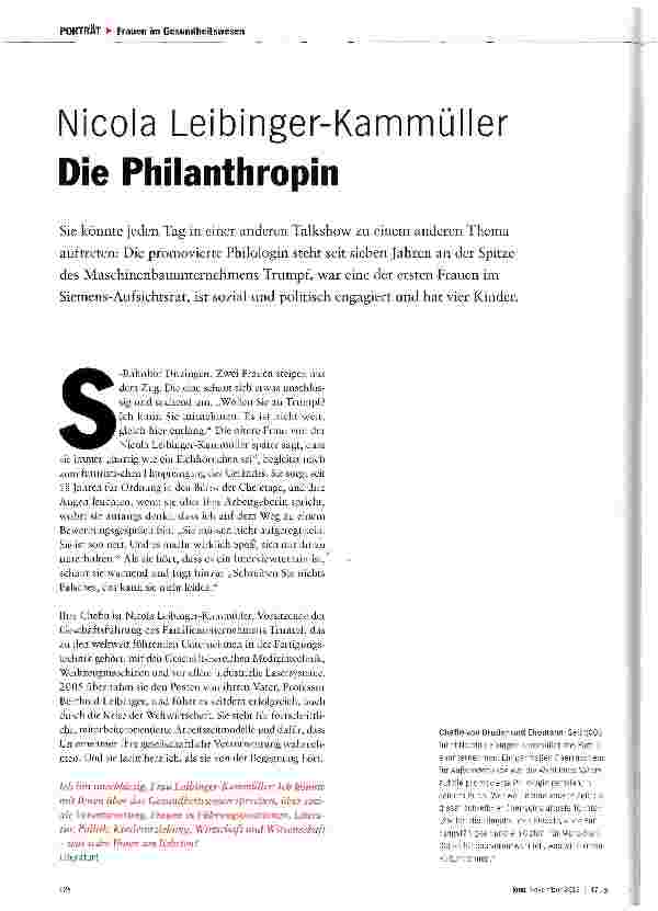 Vorschauseite 1: Nicola Leibinger-Kammüller Die Philanthropin