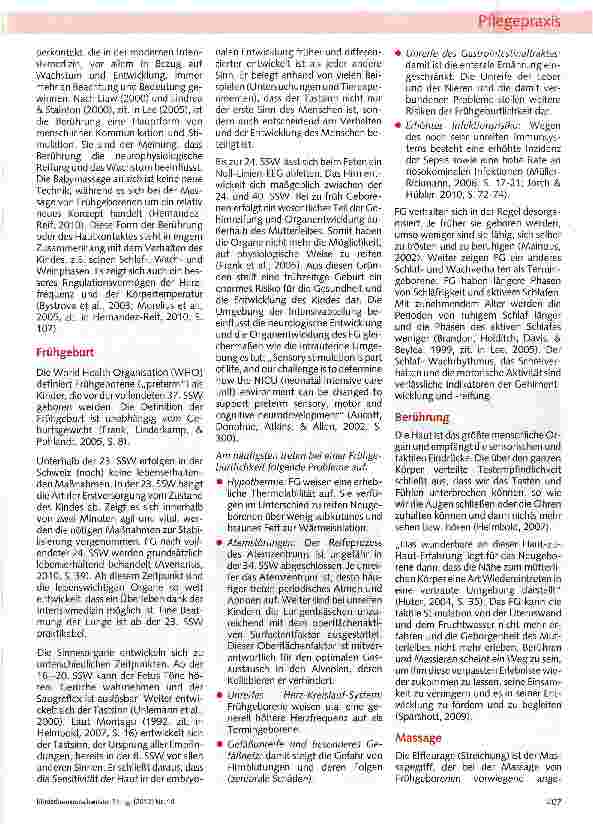 Vorschauseite 2: Die Wirkung von Massage und Känguruen auf das stabile Frühgeborene