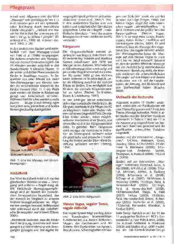 Vorschauseite 3: Die Wirkung von Massage und Känguruen auf das stabile Frühgeborene