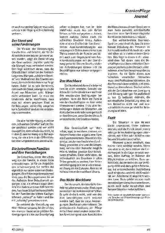 Vorschauseite 2: Situationsbericht der Stationären Altenhilfe Einschätzung aus der Praxis