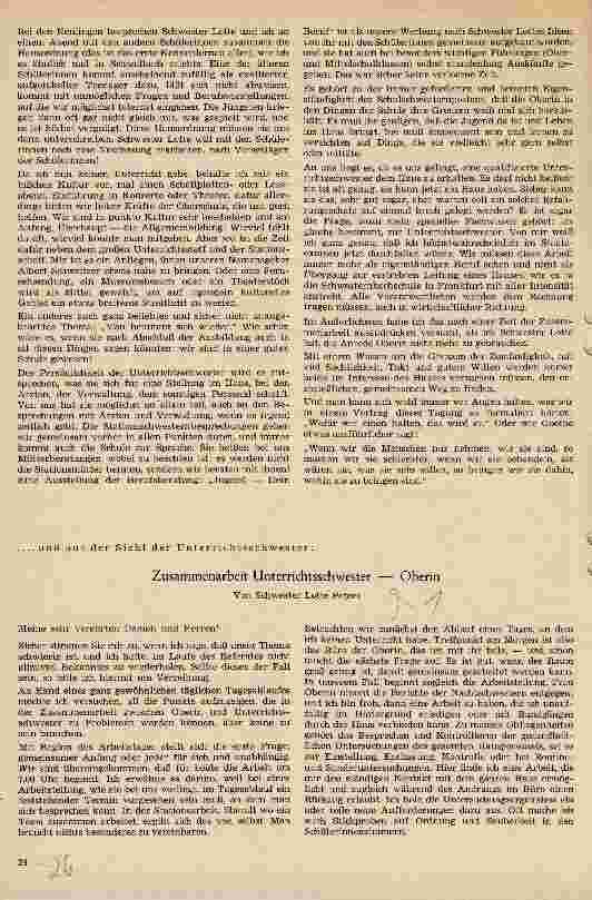Vorschauseite 1: Zusammenarbeit Unterrichtsschwester - Oberin