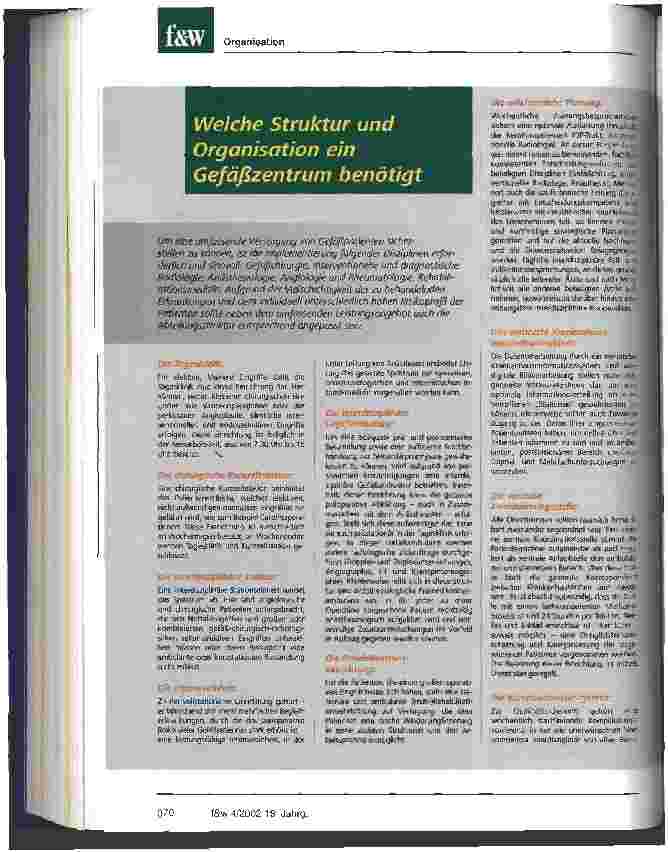 Vorschauseite 3: Zentrumsbildung in der Gefäßmedizin Eine Analyse aus medizinischer und ökonomischer Sicht