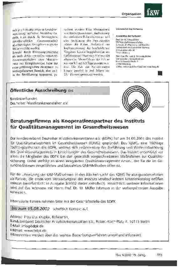 Vorschauseite 6: Zentrumsbildung in der Gefäßmedizin Eine Analyse aus medizinischer und ökonomischer Sicht