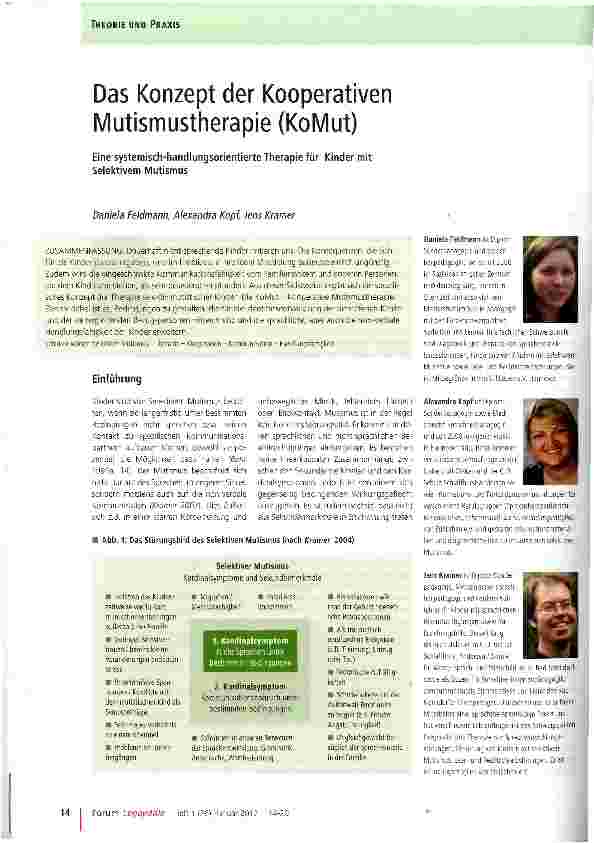 Vorschauseite 1: Das Konzept der Kooperativen Mutismustherapie (KoMut)