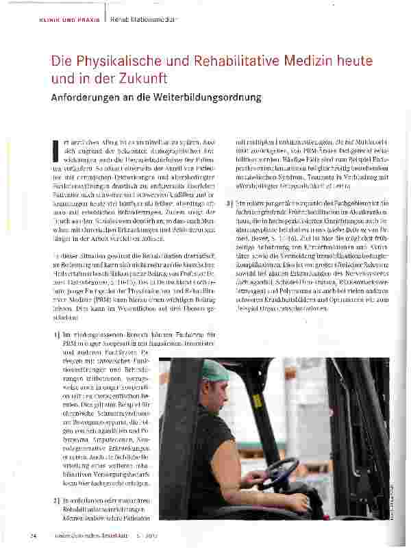 Vorschauseite 1: Die Physikalische und Rehabilitative Medizin heute und in der Zukunft