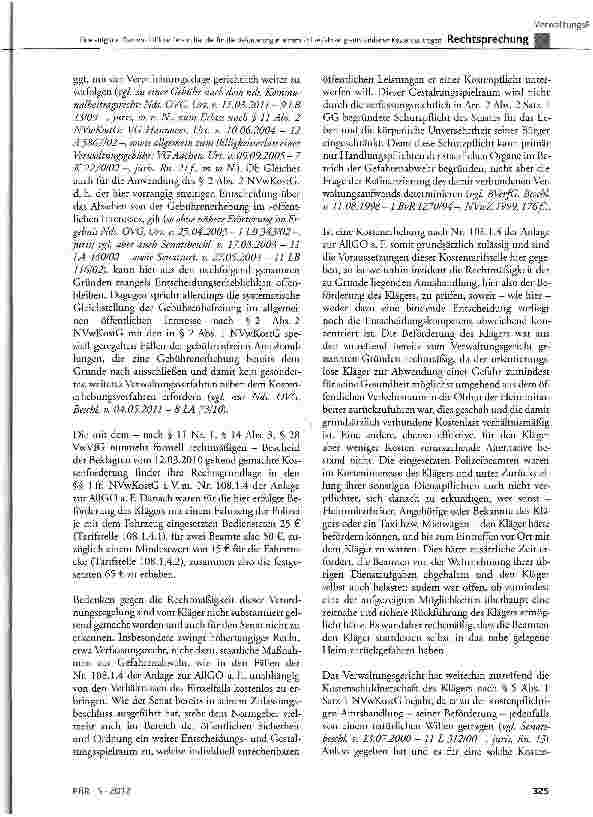 Vorschauseite 3: Eine aufgrund Demenz hilflose Person hat die für die Beförderung in einem Polizeifahrzeug entstandenen Kosten zu tragen