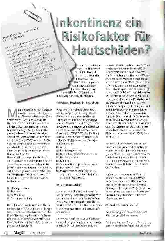Vorschauseite 1: Inkontinenz ein Risikofaktor für Hautschäden?