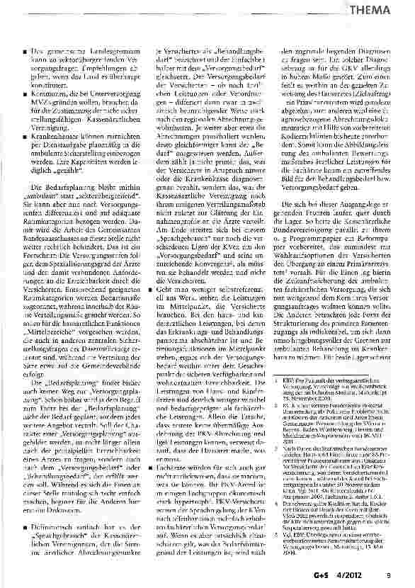 Vorschauseite 2: Von einer planlosen Überversorgung zur sektorübergreifenden Versorgungsplanung?