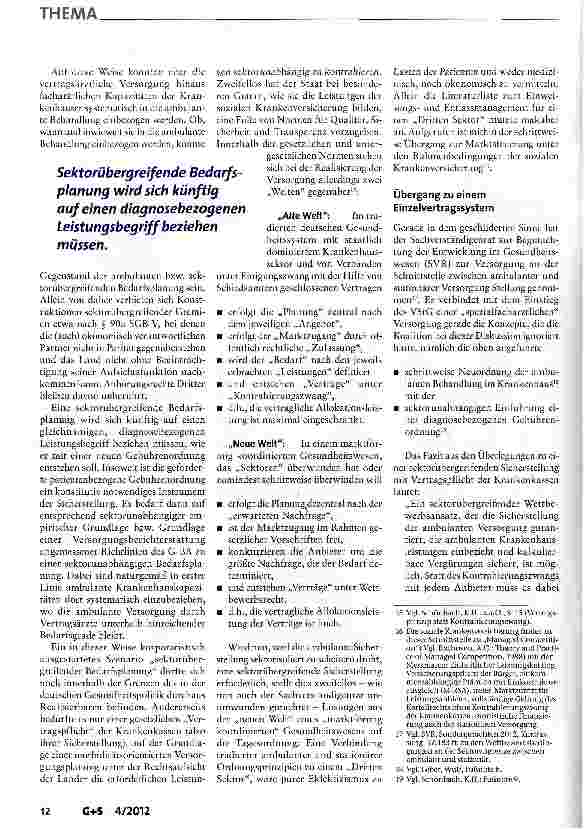 Vorschauseite 5: Von einer planlosen Überversorgung zur sektorübergreifenden Versorgungsplanung?