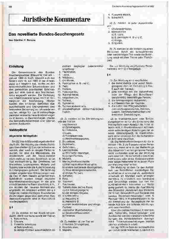 Vorschauseite 1: Das novellierte Bundesseuchengesetz