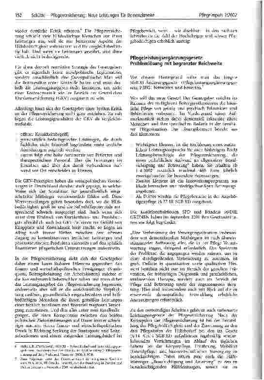 Vorschauseite 2: Pflegeversicherung: Neue Leistungen für Demenzkranke Das neue Pflegeleistungsergänzungsgesetz (PflEG) und seine Problematik