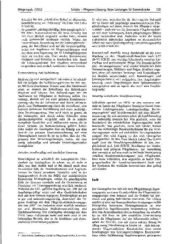 Vorschauseite 5: Pflegeversicherung: Neue Leistungen für Demenzkranke Das neue Pflegeleistungsergänzungsgesetz (PflEG) und seine Problematik