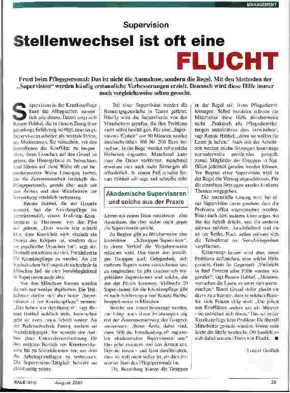 Vorschauseite 1: Supervision: Stellenwechsel ist oft eine Flucht