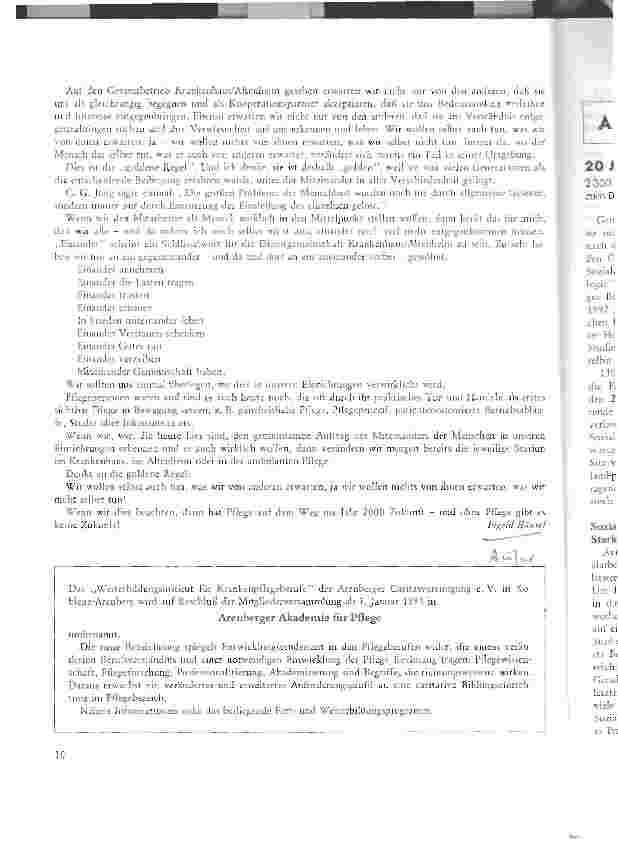 Vorschauseite 6: Der Mensch im Mittelpunkt - ein gemeinsamer Auftrag Pflege auf dem Weg ins Jahr 2000