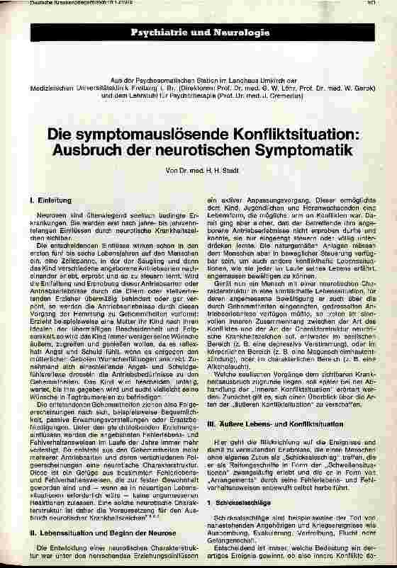 Vorschauseite 1: Die symptomauslösende Konfliktsituation: Ausbruch der neurotischen Symptomatik