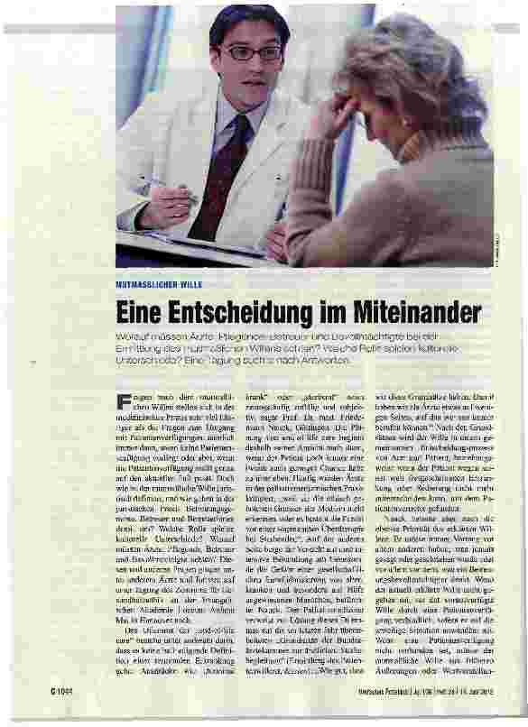 Vorschauseite 1: MUTMASSLICHER WILLEEine Entscheidung im Miteinander