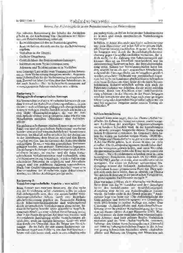 Vorschauseite 4: Zur Aufsichtspflicht in der Behindertenarbeit bei Ferienfahrten