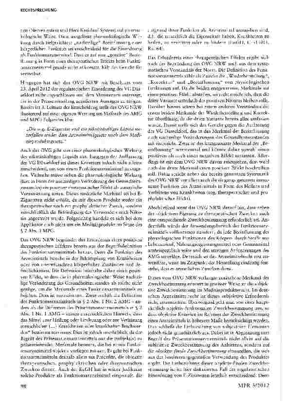 Vorschauseite 6: E-Zigaretten sind keine Arzneimittel und keine Medizinprodukte